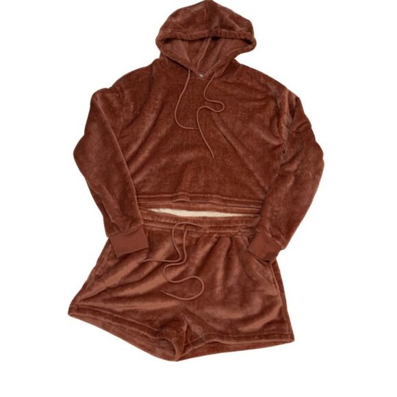 Miss Posh Soft Crop Lounge Active Wear Set Outfit Hoodie Shorts Medium - Picture 2 of 14